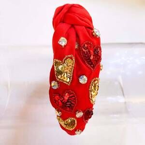 NEW KENZE PANNE women's valentine headbands in red sequin hearts